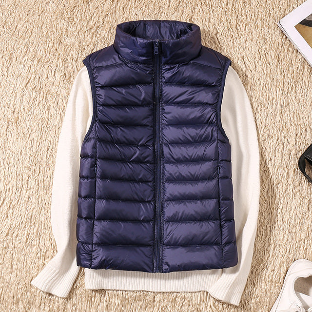 Women's Lightweight Stand Collar Slim Down Vest Jacket