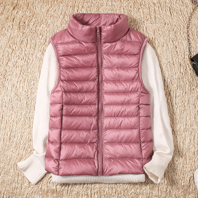 Women's Lightweight Stand Collar Slim Down Vest Jacket