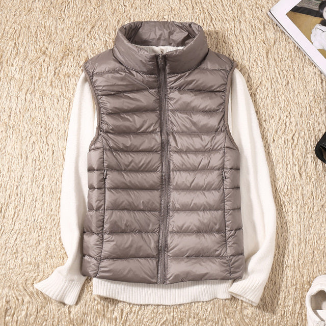 Women's Lightweight Stand Collar Slim Down Vest Jacket