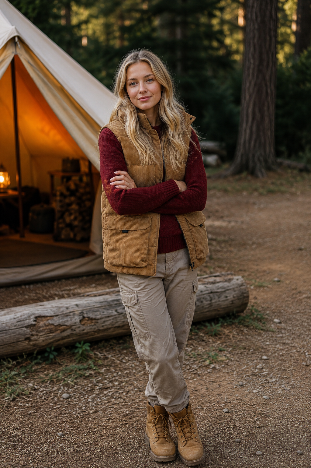 Corduroy Vest with Pockets and Thick Lining