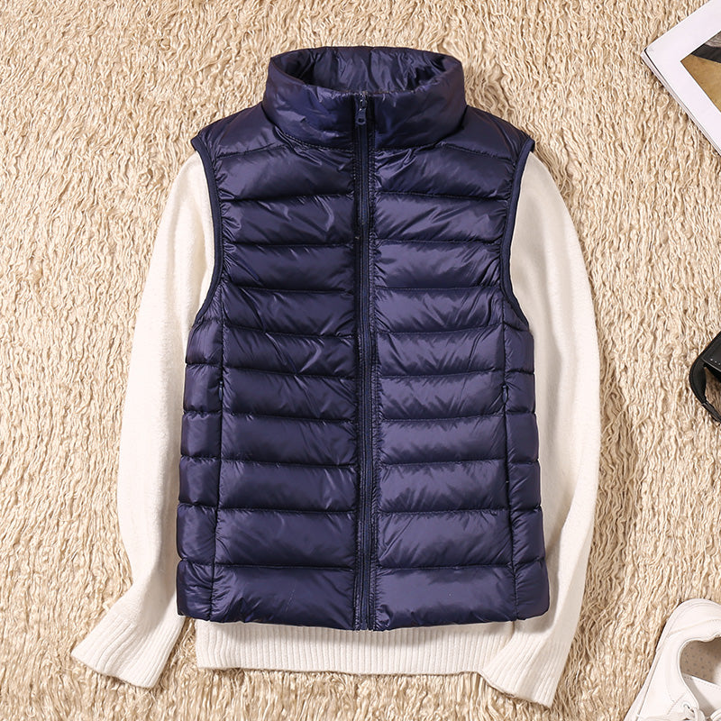 Women's Lightweight Stand Collar Slim Down Vest Jacket