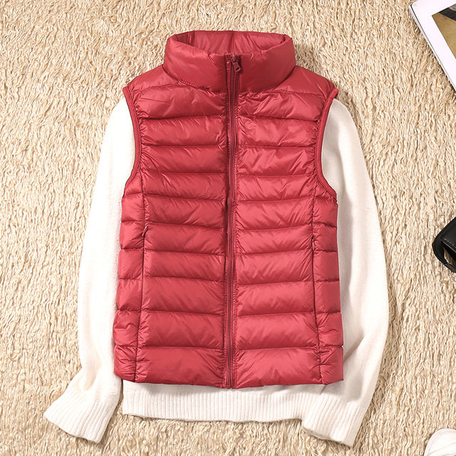 Women's Lightweight Stand Collar Slim Down Vest Jacket